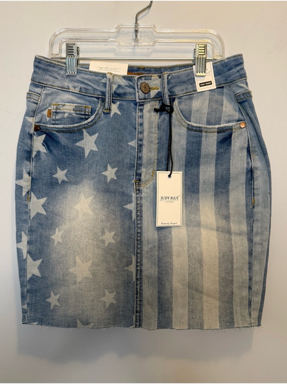 Judy Blue High Waist Denim Star & Stripe Mini Skirt Small